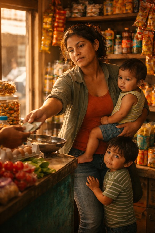 Mujer con niño en formación digital
